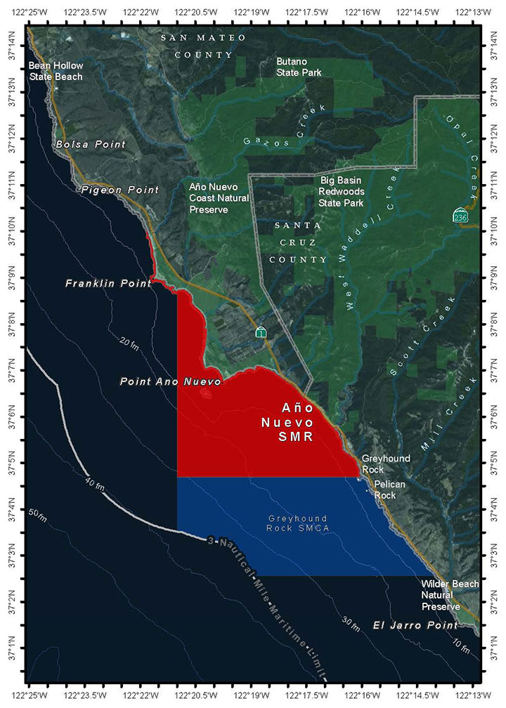 Map of Año Nuevo State Marine Reserve - link opens in new window
